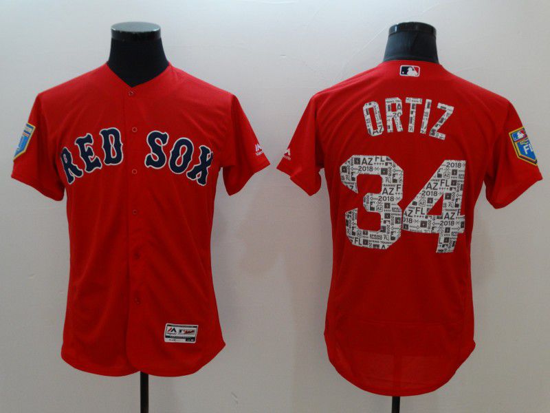 Men Boston Red Sox 34 Ortiz Red Elite Spring Edition MLB Jerseys